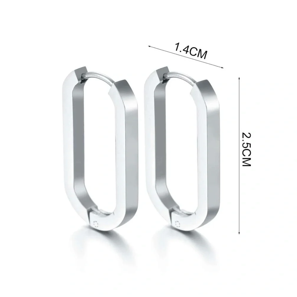 Modern Silver Hoop Earrings - Picture 3 of 3
